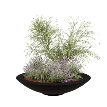 Üvegszálas virágláda - Tál - Ø 153 x 34 cm - RAL9005 matt (fekete) - Alátéttel