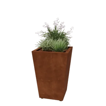Corten acél virágláda - Kúp - 60 x 60 x 81,5 cm - Hegesztett - Fenéklemezzel