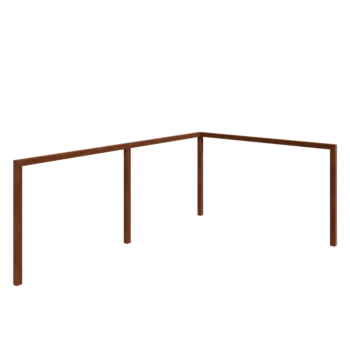 Corten acél pergola - Sarok - 600 x 412 x 242 cm - Betontalp nélkül
