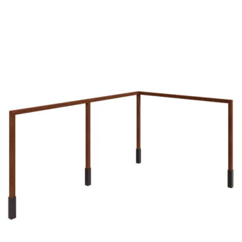 Corten acél pergola - Sarok - 600 x 412 x 242 cm - Betontalppal